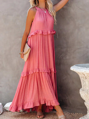 Sunshine Halter Ruffle Maxi Dress