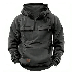 Military-Inspired Half Zip Hoodie