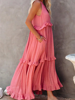 Sunshine Halter Ruffle Maxi Dress