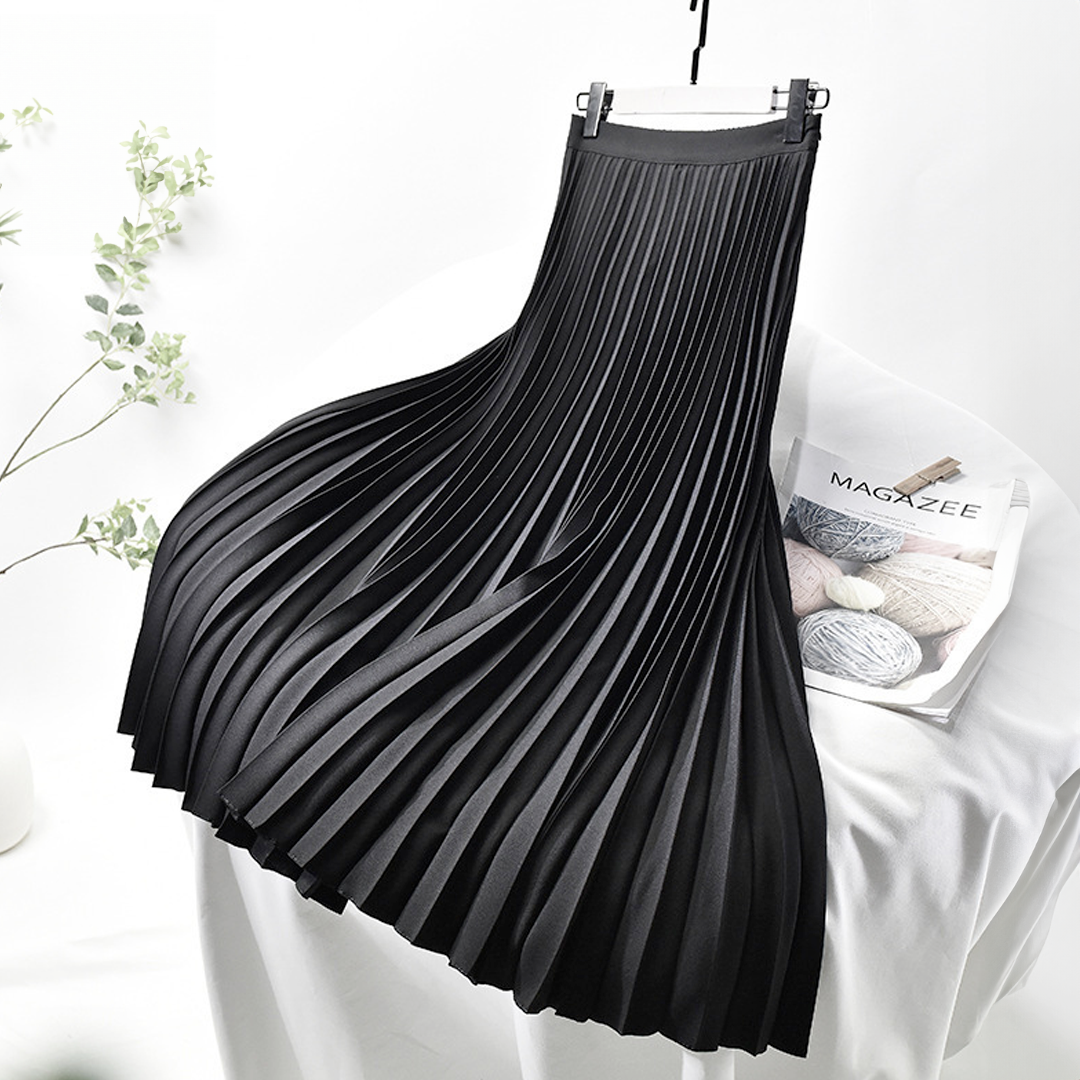 Elegant Pleated Satin Skirt