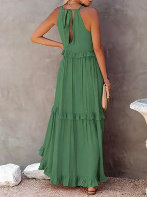 Sunshine Halter Ruffle Maxi Dress