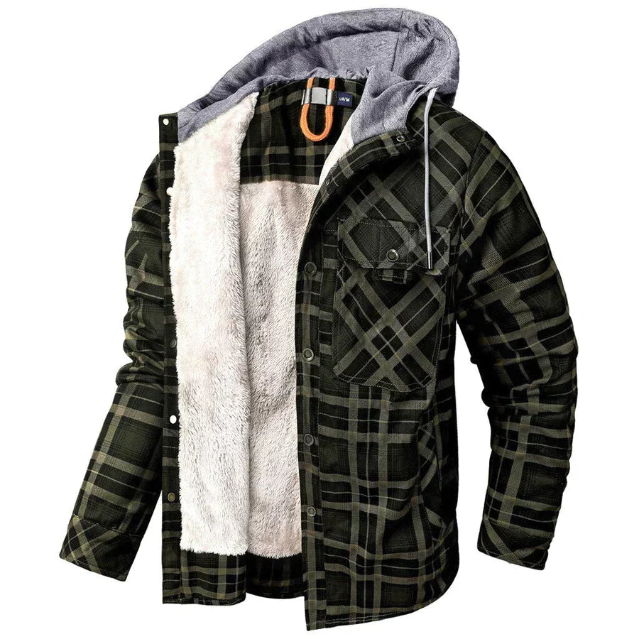 Men's Checkered Winter Hoodie Jacket