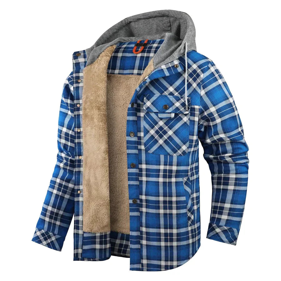 Men's Checkered Winter Hoodie Jacket