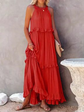 Sunshine Halter Ruffle Maxi Dress