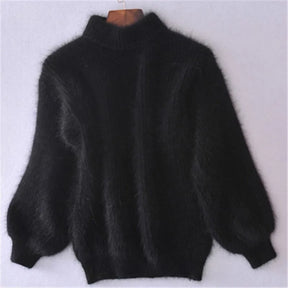 Fluffy Turtleneck Sweater for Women