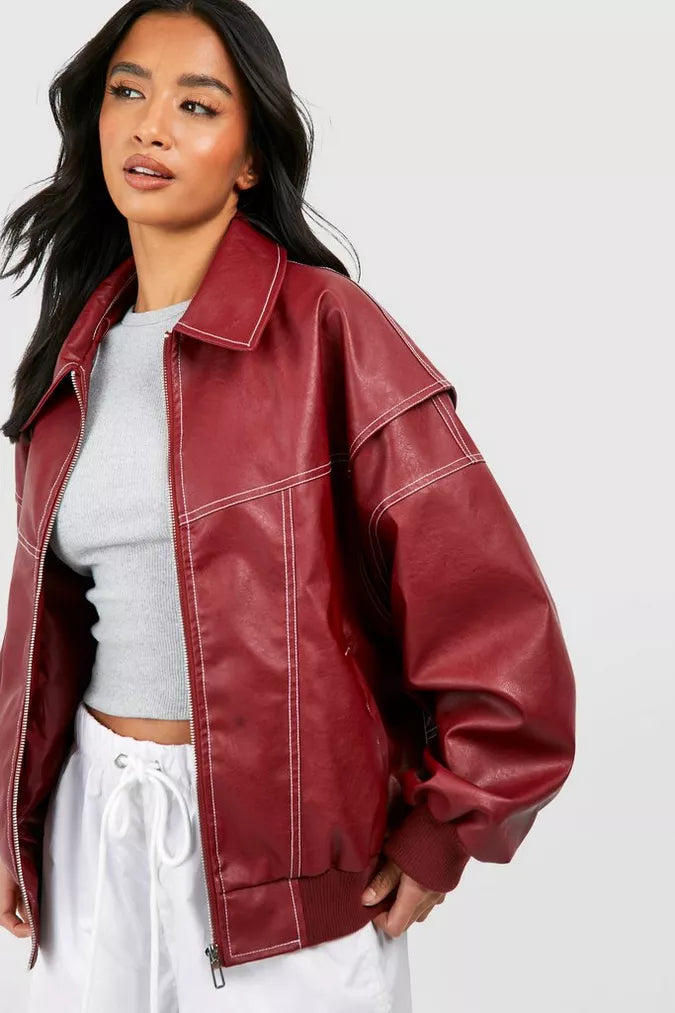 Classic Red Oversized Jacket for Women