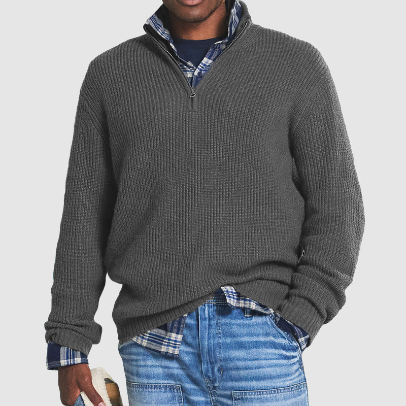 Soft and Stylish Men's Zip Collar Sweater