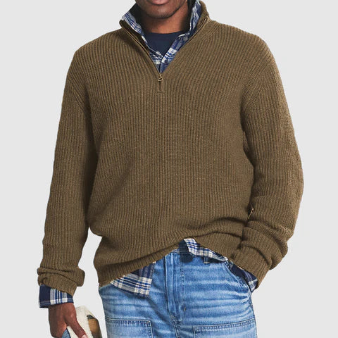 Soft and Stylish Men's Zip Collar Sweater