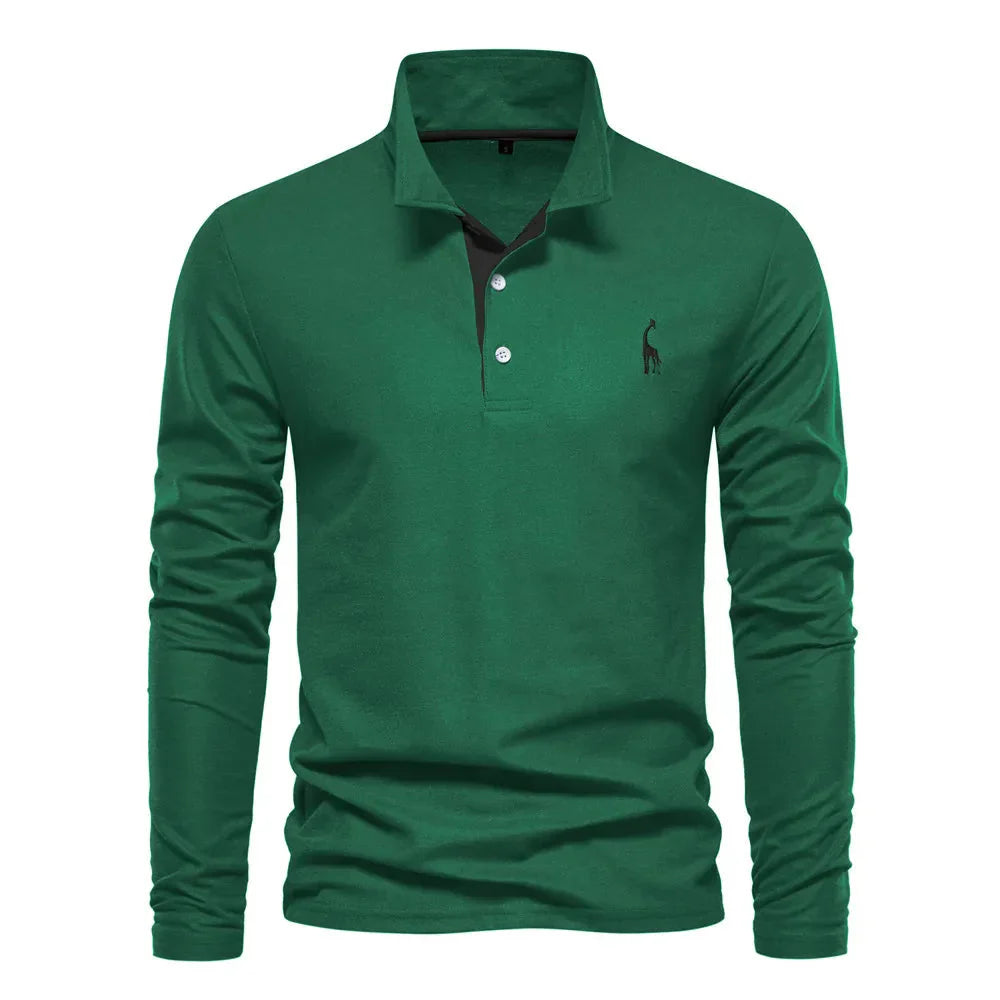 Men's Long Sleeve Stretch Polo Shirt